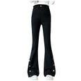thumbnail image 1 of Dezsed Girls Flare Jeans Kids Girls Elastic Waist Bell Bottom Denim Pants Skinny Flare Jeans Distressed Ripped Trousers 5-6 Years Black, 1 of 9
