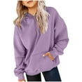 thumbnail image 1 of Dezsed Girls Hoodies Oversized Sweatshirts Children's Long Sleeved Pattern Shirt Printed Round Neck Solid Top Boys And Girls Hooded Sweatshirt for 11-12 Years Purple, 1 of 5
