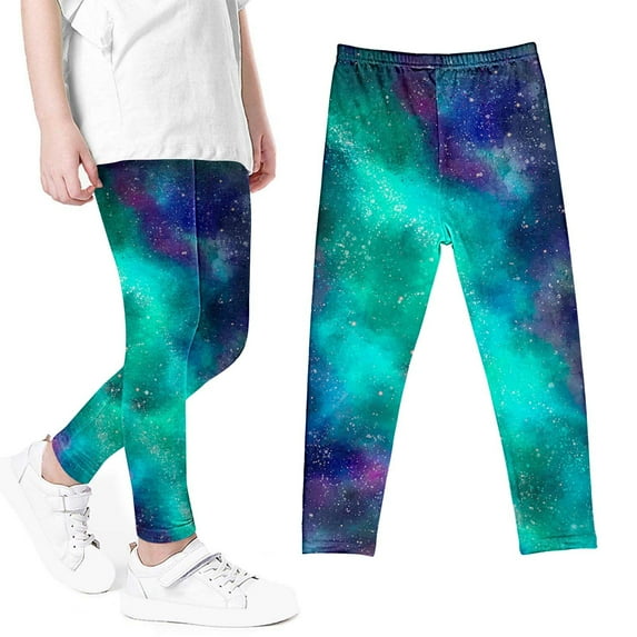 Dezsed Girls Soft Leggings Casual Printed Yoga Pants Girls Ankle Length Leggings Warm Stretchy Tights Pants for Kids Girls for 3-4 Years Light Blue