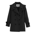 thumbnail image 1 of Dezsed Girls' Trench Coat Girls Long Sleeve Double Breasted Classic Lapel Jacket Dress Outerwear Long Winter Jackets Black 15-16 Years, 1 of 4