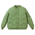 thumbnail image 1 of Dezsed Girls Winter Puffer Button Outerwear Coats Long Sleeve Solid Color Lightweight Casual Warm Jackets 12-13 Years Army Green, 1 of 4