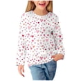 thumbnail image 1 of Dezsed Girls's Shirt Long Sleeved Printed T-shirt Round Neck Loose Pullover Tunic Tops Basic Tee Fall Blouses 9-10 Years Clearance White, 1 of 4