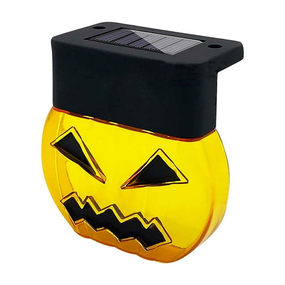 Hvmvliv Halloween Solar Lights Evil Pumpkin Lights Halloween Garden Fence Steps LED Lights Halloween Decorations Yellow