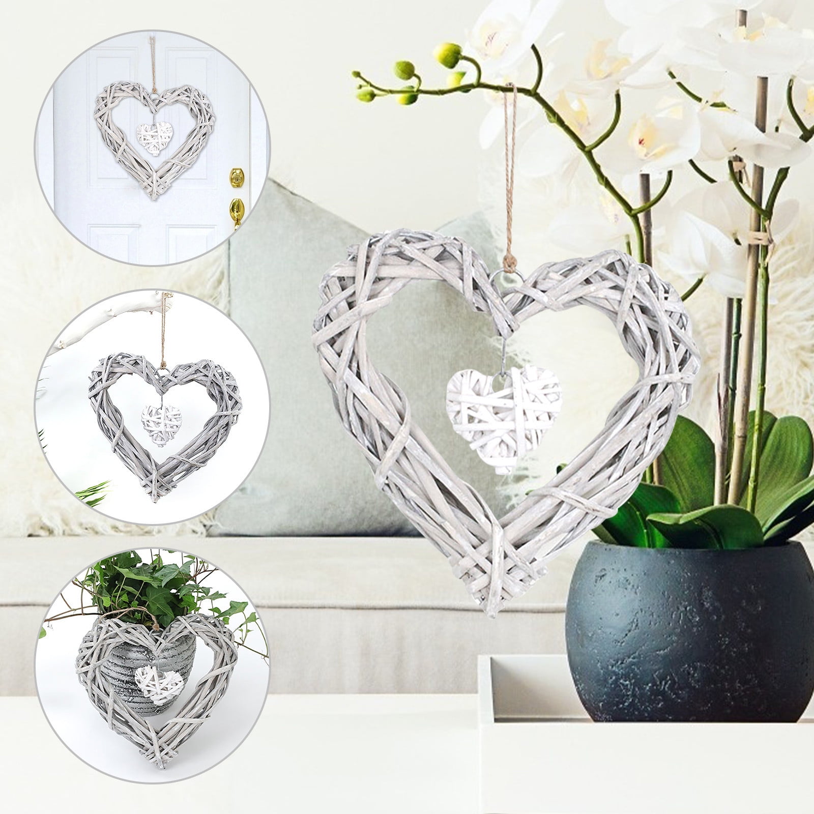 Dezsed Handicraft Ornaments Three-dimensional Heart-shaped Woven Pendant on  Clearance white 
