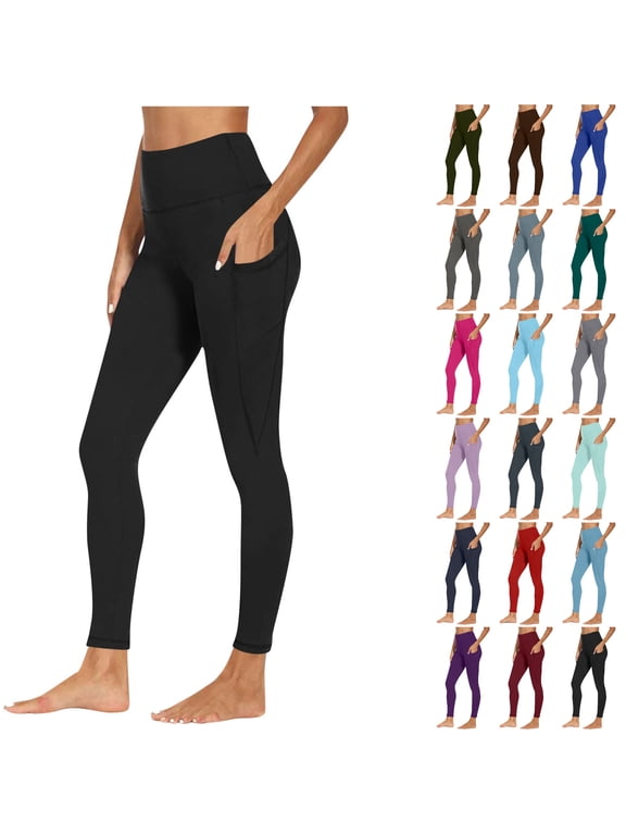 High Waist Leggings with Pockets for Women Soft Breathable Athletic Tummy Control Pants for Running Yoga Workout Black 2XL