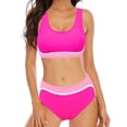 thumbnail image 1 of Dezsed High Waisted Bikini for Women Tummy Control Bottoms Push Up Crop Top Swimsuit 2 Piece High Cut Teens Girls Bathing Suits Hot Pink XXL, 1 of 6