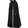 thumbnail image 1 of Dezsed Hooded Cloak Unisex Women Fall Fashion Solid Gothic Hooded Open Front Cloak Cape Coat Outwear Jacket Cloak Split Fork Woolen Coat Black M, 1 of 7