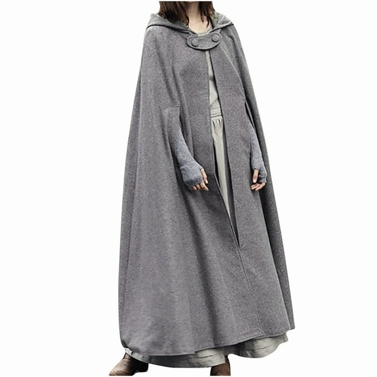 Dezsed Hooded Cloak Unisex Women Fall Fashion Solid Gothic Hooded