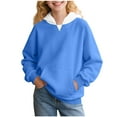 thumbnail image 1 of Dezsed Hoodies for Boys Girls Color Block Hooded Sweatshirt Casual Long Sleeve Pullover Tops Fall Outfits 14-15 Years Dark Blue, 1 of 8