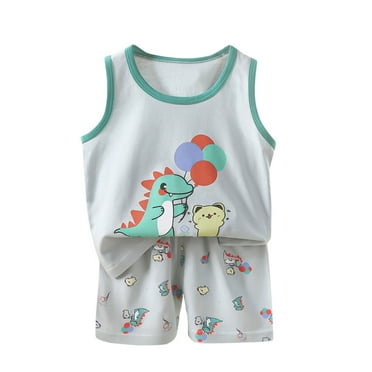 Dezsed Infant Toddler Baby Boy Cotton Clothes Summer Sleeveless Tank Tops+Shorts 2PCS Printed Beach Outfits Sets Green 2-3 Years on Clearance