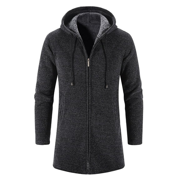Dezsed Jackets for Men Men's solid color hooded jacket windbreaker mid-length hooded jacket Casual Gray XXL