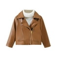 thumbnail image 1 of Dezsed Kids Biker Leather Jacket New Spring Children Collar Motorcycle Faux Leather Zipper Coats Long Sleeved Jacket for Boys Brown 6-7 Years, 1 of 5