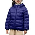 thumbnail image 1 of Dezsed Kids Boy Girl Winter Hooded Puffer Jackets Cotton Warm Lined Coats Full Zip Lightweight Padded Outerwear 8-9 Years Navy, 1 of 7