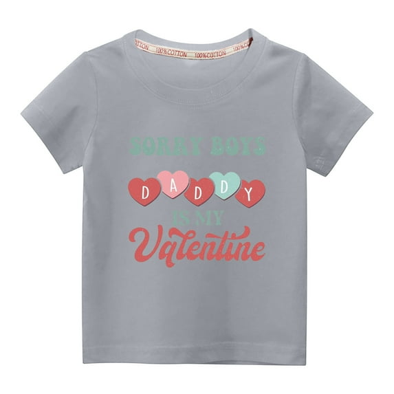 Dezsed Kids Boys Girls Summer T-Shirt Valentine's Day Cute Graphic Shirt Casual Short Sleeve Crew Neck Tee Tops 3-4 Years Clearance Gray