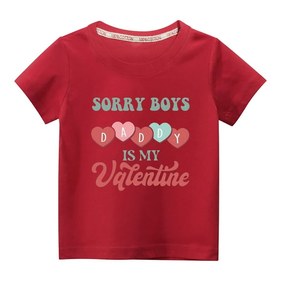 Dezsed Kids Boys Girls Summer T-Shirt Valentine's Day Cute Graphic Shirt Casual Short Sleeve Crew Neck Tee Tops 9-10 Years Clearance Red