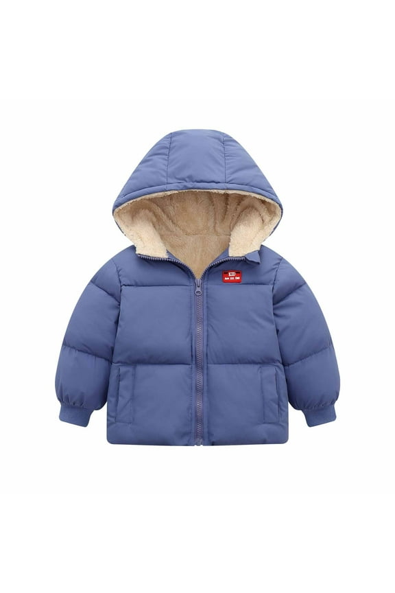 Kids Boys Girls Winter Coats Toddler Baby Boys Girls Fall Winter Fleece Padded Jacket Hooded Zip Jacket Coat 5-6 Years Light Blue