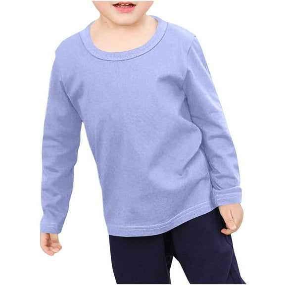 Dezsed Kids Crewneck Sweatshirt Long Sleeve Cotton Crewneck Shirt Tops Girls Boys Loose Plain Tunic Cute Blouse 1-2 Years Dark Blue
