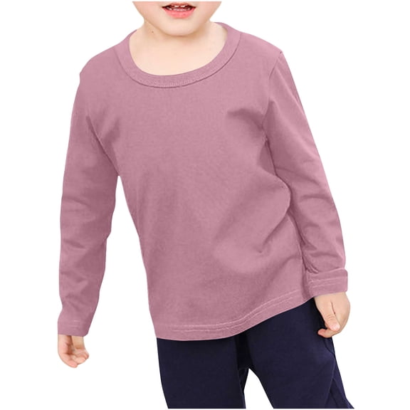 Dezsed Kids Crewneck Sweatshirt Long Sleeve Cotton Crewneck Shirt Tops Girls Boys Loose Plain Tunic Cute Blouse 6-12 Months Pink