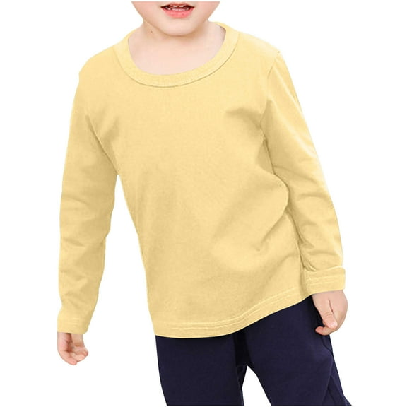 Dezsed Kids Crewneck Sweatshirt Long Sleeve Cotton Crewneck Shirt Tops Girls Boys Loose Plain Tunic Cute Blouse 6-12 Months Yellow