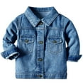 thumbnail image 1 of Dezsed Kids Denim Jackets Boys And Girls Loose Button Jeans Jacket Children's Denim Clothing Retro Casual Cardigan Outerwear Light Blue 6-12 Months, 1 of 4