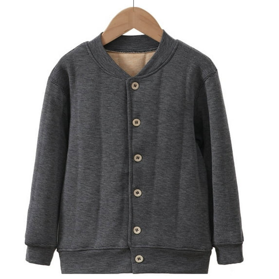 Dezsed Kids Girls Fleece Button Outerwear Jackets Long Sleeve Sweatshirt Solid Color Relaxed Fit Fall Winter Warm Jackets 3-4 Years Gray