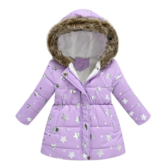 Dezsed Kids Jackets Girls Cute Printed Hooded Warm Children Girls Winter Coat 8-15 Years Kids Teenage Cotton Children Outerwear with Zipper