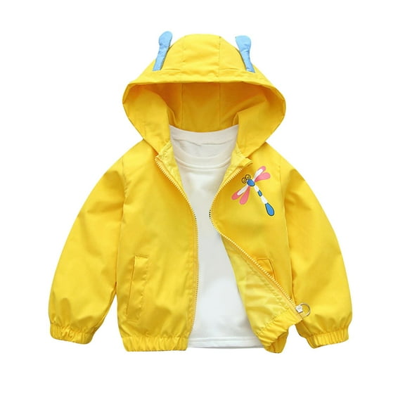 Dezsed Kids Rain Jacket Toddler Lightweight Breathable Hooded Raincoats Windbreaker Jacket Outwear Coat for Girls Boys Yellow 4-5 Years
