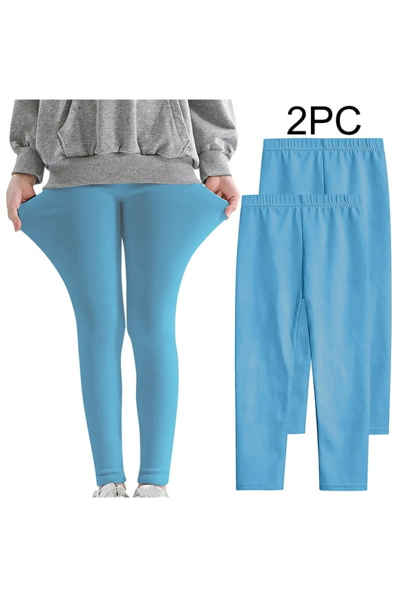 Kids Toddler School Soft Dance Yoga Tights Pants 2Pcs Set Little Girl Stretchy Leggings Trousers for Kids for 9-10 Years Blue