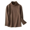 thumbnail image 1 of Dezsed Kids Turtleneck Tshirt Cotton Long Sleeve Shirt Unisex Boys Girls Tees Tops Solid Color Cotton Spring Clothes 5-6 Years Coffee, 1 of 3