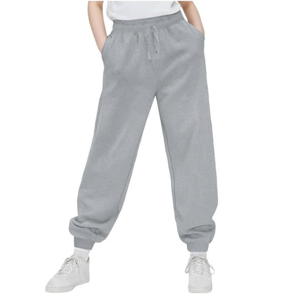 Dezsed Kids Unisex Soft Fleece Casual Pull On Jogger Sweatpants Casual Athletic Pull-On Cotton Jogger Pants for Boys or Girls 14 Years Gray
