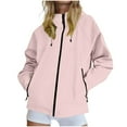 thumbnail image 1 of Dezsed Ladies' Spring And Winter Waterproof Hooded Pocket Zipper Jacket Outdoor Mountaineering Clothing Sports Jacket Pink XXL, 1 of 9
