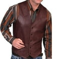 thumbnail image 1 of Dezsed Leather Formal Suit Vests Jackets for Men Men Solid Fashion Retro Single Breasted Waistcoat Leather Waistcoat V-neck Red XXL, 1 of 4
