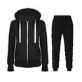 thumbnail image 1 of Dezsed Long Sleeve 2pcs Casual Sweatshirt Outfits for Women Hoodies Tracksuits Sets Comft Jogger Lounge Wear Outfits Set Black XXL, 1 of 3