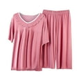 thumbnail image 1 of Dezsed Lounge Sets For Women Two Piece Outfits Loungewear Clearance Women's Short Sleeved Capris Large And Thin Casual And Minimalist Home Wear Two-piece Set Red XXXL, 1 of 4