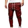 thumbnail image 1 of Dezsed Men Joggers Chino Cargo Pants Hiking Outdoor Recreation Pants Twill Fitness Track Jogging Pants Casual Cotton Pants Red M, 1 of 1