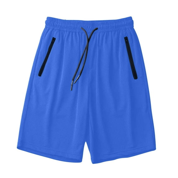 Dezsed Men's Athletic Running Shorts Quick Dry Workout Shorts Lightweight Sports Gym Workout Exercise Shorts with Zipper Pocket Blue XL