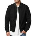 thumbnail image 1 of Dezsed Men's Bomber Jacket Men Zipper Casual Solid Stand Collar With Long Sleeved Outwear Jacket Black XXXXL, 1 of 6