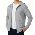 thumbnail image 1 of Dezsed Men's Cargo Solid Color Pockets Sports Ditness Training Dropped Shoulder Long Sleeved Hooded Casual Jacket Gray M, 1 of 5