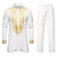 thumbnail image 1 of Dezsed Men's Clothing Dashiki Outfits Ethnic Style Printed Slim Fitting Long Sleeved Dashiki Pants Two-Piece Set White XL, 1 of 7
