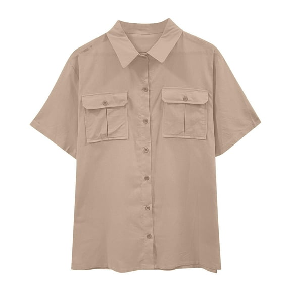 Dezsed Men's Cotton Linen Short Sleeve Shirts Unisex Casual Lightweight Button Shirts Vacation Beach Summer Tops with Pocket Coffee XXXXXL