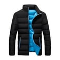 thumbnail image 1 of Dezsed Men's Down Jacket Men Solid Casual Stand-up Collar Down Zipper Cardigan Warm Cotton Jacket Coats Blue XXXXL, 1 of 4