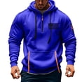 thumbnail image 1 of Dezsed Men's Fleece Hoodies Casual Long Sleeve Drawstring 1/4 Zipper Athletic Workout Pullover Sweatshirts for Men Blue XL, 1 of 5