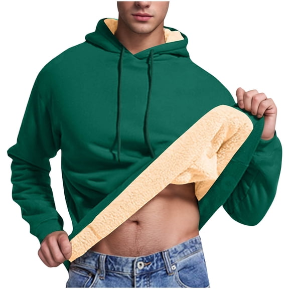 Dezsed Men's Heavyweight Hoodies Winter Warm Sherpa Fleece Lined Pullover Thick Winter Hooded Sweatshirt Green M