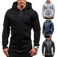 thumbnail image 1 of Dezsed Men's Lightweight Full-Zip Fleece Hoodie Sweatshirt Long Sleeve Slim Fashion Jacket Casual Drawstring Hooded Sweatshirts Athletic Outwear Blue S, 1 of 5