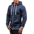 thumbnail image 1 of Dezsed Men's Lightweight Zipper Hoodie Sweatshirt Jacket Men's Stitching Drawstring Hooded Slim Fashion Jacket Coat Outwear Blue S, 1 of 4