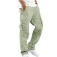 thumbnail image 1 of Dezsed Men's Loose Cargo Work Pant Men Solid Casual Multiple Pockets Outdoor Straight Type Fitness Pants Cargo Pants Trousers Green S, 1 of 8