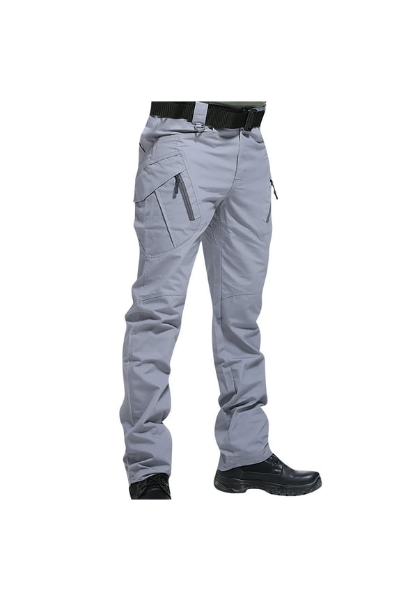 Men's Ripstop Cargo Work Pant Men's Pants Multiple Pockets Cargo Trousers Work Wear Cargo Pocket Gray L