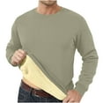 thumbnail image 1 of Dezsed Men's Sherpa Lined Sweatshirts Fleece Pullover Basic Tops Long Sleeve Warm Crewneck Winter Sweatshirt Army Green 2XL, 1 of 4