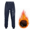 thumbnail image 1 of Dezsed Men's Warm Sherpa Lined Sweatpants Drawstring Athletic Jogger Fleece Pants with Pockets Navy XL, 1 of 5