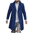 thumbnail image 1 of Dezsed Men's Wool Pea Coat Men's And Winter Business Woolen Coat Fashion Double Breasted Lapel Mid Length Coat Coat Blue XXL, 1 of 5